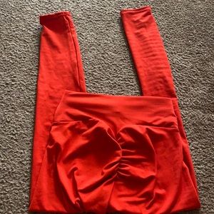 Amazon red workout leggings with butt scrunch